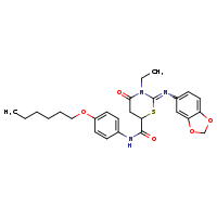 (2Z)-2-(2H-1,3-benzodioxol-5-ylimino)-3-ethyl-N-[4-(hexyloxy)phenyl]-4-oxo-1,3-thiazinane-6-carboxamide