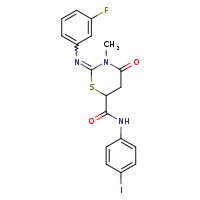 (2Z)-2-[(3-fluorophenyl)imino]-N-(4-iodophenyl)-3-methyl-4-oxo-1,3-thiazinane-6-carboxamide