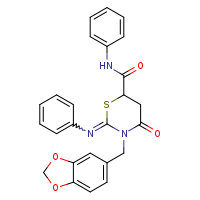(2Z)-3-(2H-1,3-benzodioxol-5-ylmethyl)-4-oxo-N-phenyl-2-(phenylimino)-1,3-thiazinane-6-carboxamide