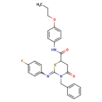 (2Z)-3-benzyl-2-[(4-fluorophenyl)imino]-4-oxo-N-(4-propoxyphenyl)-1,3-thiazinane-6-carboxamide