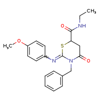 (2Z)-3-benzyl-N-ethyl-2-[(4-methoxyphenyl)imino]-4-oxo-1,3-thiazinane-6-carboxamide
