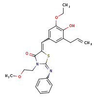 (2Z,5E)-5-{[3-ethoxy-4-hydroxy-5-(prop-2-en-1-yl)phenyl]methylidene}-3-(2-methoxyethyl)-2-(phenylimino)-1,3-thiazolidin-4-one