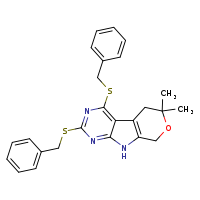 3,5-bis(benzylsulfanyl)-12,12-dimethyl-11-oxa-4,6,8-triazatricyclo[7.4.0.0²,?]trideca-1(9),2,4,6-tetraene