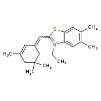 3-ethyl-5,6-dimethyl-2-{[(1E)-3,5,5-trimethylcyclohex-2-en-1-ylidene]methyl}-1,3-benzothiazol-3-ium