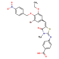 4-{[(2E,5Z)-5-({3-bromo-5-ethoxy-4-[(4-nitrophenyl)methoxy]phenyl}methylidene)-3-methyl-4-oxo-1,3-thiazolidin-2-ylidene]amino}benzoic acid
