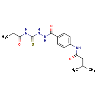 4-(3-methylbutanamido)-N-[(propanamidomethanethioyl)amino]benzamide