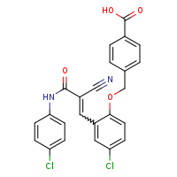 4-{4-chloro-2-[(1E)-2-[(4-chlorophenyl)carbamoyl]-2-cyanoeth-1-en-1-yl]phenoxymethyl}benzoic acid