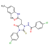 4-chloro-N-[3-(4-chlorophenyl)-5-{[(2,4-dimethylphenyl)carbamoyl]methyl}-4-oxo-2-sulfanylideneimidazolidin-1-yl]benzamide