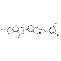 5-{4-[2-(3,5-dimethylphenoxy)ethoxy]-3-methoxyphenyl}-11-methyl-8-thia-4,6-diazatricyclo[7.4.0.0²,?]trideca-1(9),2(7),4-trien-3-one