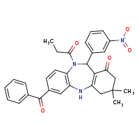 5-benzoyl-14,14-dimethyl-10-(3-nitrophenyl)-9-propanoyl-2,9-diazatricyclo[9.4.0.0³,?]pentadeca-1(11),3(8),4,6-tetraen-12-one