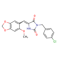 (5E)-3-[(4-chlorophenyl)methyl]-5-[(6-methoxy-2H-1,3-benzodioxol-5-yl)methylidene]imidazolidine-2,4-dione