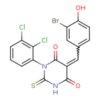 (5E)-5-[(3-bromo-4-hydroxyphenyl)methylidene]-1-(2,3-dichlorophenyl)-2-sulfanylidene-1,3-diazinane-4,6-dione