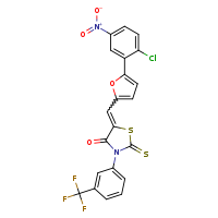(5E)-5-{[5-(2-chloro-5-nitrophenyl)furan-2-yl]methylidene}-2-sulfanylidene-3-[3-(trifluoromethyl)phenyl]-1,3-thiazolidin-4-one