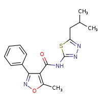5-methyl-N-[5-(2-methylpropyl)-1,3,4-thiadiazol-2-yl]-3-phenyl-1,2-oxazole-4-carboxamide