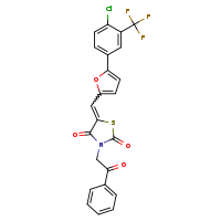 (5Z)-5-({5-[4-chloro-3-(trifluoromethyl)phenyl]furan-2-yl}methylidene)-3-(2-oxo-2-phenylethyl)-1,3-thiazolidine-2,4-dione