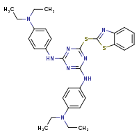 6-(1,3-benzothiazol-2-ylsulfanyl)-N2,N4-bis[4-(diethylamino)phenyl]-1,3,5-triazine-2,4-diamine