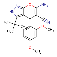 6-amino-3-tert-butyl-4-(2,4-dimethoxyphenyl)-2H,4H-pyrano[2,3-c]pyrazole-5-carbonitrile