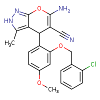 6-amino-4-{2-[(2-chlorophenyl)methoxy]-4-methoxyphenyl}-3-methyl-2H,4H-pyrano[2,3-c]pyrazole-5-carbonitrile