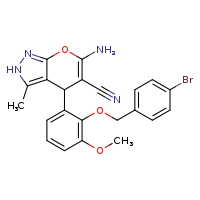 6-amino-4-{2-[(4-bromophenyl)methoxy]-3-methoxyphenyl}-3-methyl-2H,4H-pyrano[2,3-c]pyrazole-5-carbonitrile