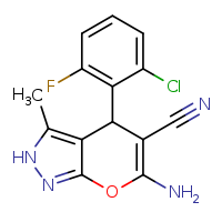 6-amino-4-(2-chloro-6-fluorophenyl)-3-methyl-2H,4H-pyrano[2,3-c]pyrazole-5-carbonitrile