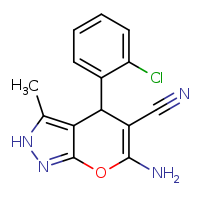 6-amino-4-(2-chlorophenyl)-3-methyl-2H,4H-pyrano[2,3-c]pyrazole-5-carbonitrile