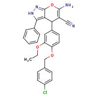 6-amino-4-{4-[(4-chlorophenyl)methoxy]-3-ethoxyphenyl}-3-phenyl-2H,4H-pyrano[2,3-c]pyrazole-5-carbonitrile