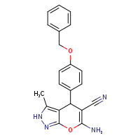 6-amino-4-[4-(benzyloxy)phenyl]-3-methyl-2H,4H-pyrano[2,3-c]pyrazole-5-carbonitrile