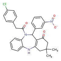 9-[2-(4-chlorophenyl)acetyl]-14,14-dimethyl-10-(3-nitrophenyl)-2,9-diazatricyclo[9.4.0.0³,?]pentadeca-1(11),3,5,7-tetraen-12-one