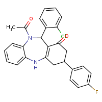 9-acetyl-10-(2-chlorophenyl)-14-(4-fluorophenyl)-2,9-diazatricyclo[9.4.0.0³,?]pentadeca-1(11),3,5,7-tetraen-12-one