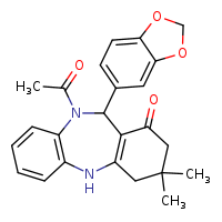 9-acetyl-10-(2H-1,3-benzodioxol-5-yl)-14,14-dimethyl-2,9-diazatricyclo[9.4.0.0³,?]pentadeca-1(11),3(8),4,6-tetraen-12-one