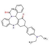 9-acetyl-14-[4-(diethylamino)phenyl]-10-phenyl-2,9-diazatricyclo[9.4.0.0³,?]pentadeca-1(11),3,5,7-tetraen-12-one