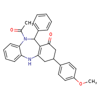 9-acetyl-14-(4-methoxyphenyl)-10-phenyl-2,9-diazatricyclo[9.4.0.0³,?]pentadeca-1(11),3,5,7-tetraen-12-one
