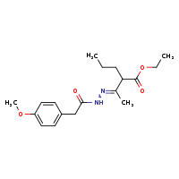 ethyl 2-[(1E)-1-{[2-(4-methoxyphenyl)acetamido]imino}ethyl]pentanoate