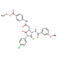 ethyl 4-{2-[1-(4-chlorophenyl)-3-(3-methoxybenzamido)-5-oxo-2-sulfanylideneimidazolidin-4-yl]acetamido}benzoate