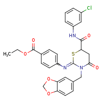 ethyl 4-{[(2Z)-3-(2H-1,3-benzodioxol-5-ylmethyl)-6-[(3-chlorophenyl)carbamoyl]-4-oxo-1,3-thiazinan-2-ylidene]amino}benzoate