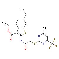 ethyl 6-ethyl-2-(2-{[4-methyl-6-(trifluoromethyl)pyrimidin-2-yl]sulfanyl}acetamido)-4,5,6,7-tetrahydro-1-benzothiophene-3-carboxylate