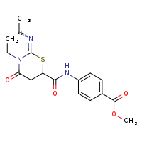 methyl 4-[(2Z)-3-ethyl-2-(ethylimino)-4-oxo-1,3-thiazinane-6-amido]benzoate