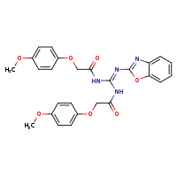 N-[(1,3-benzoxazol-2-ylimino)[2-(4-methoxyphenoxy)acetamido]methyl]-2-(4-methoxyphenoxy)acetamide