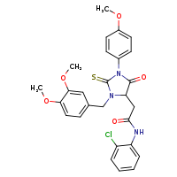 N-(2-chlorophenyl)-2-{3-[(3,4-dimethoxyphenyl)methyl]-1-(4-methoxyphenyl)-5-oxo-2-sulfanylideneimidazolidin-4-yl}acetamide
