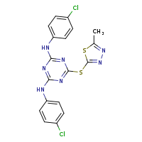 N2,N4-bis(4-chlorophenyl)-6-[(5-methyl-1,3,4-thiadiazol-2-yl)sulfanyl]-1,3,5-triazine-2,4-diamine