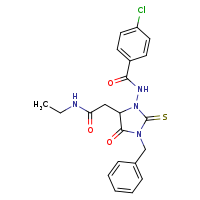 N-{3-benzyl-5-[(ethylcarbamoyl)methyl]-4-oxo-2-sulfanylideneimidazolidin-1-yl}-4-chlorobenzamide