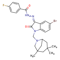 N'-[(3Z)-5-bromo-2-oxo-1-({1,3,3-trimethyl-6-azabicyclo[3.2.1]octan-6-yl}methyl)indol-3-ylidene]-4-fluorobenzohydrazide