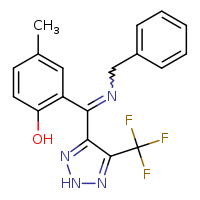 2-[(E)-(benzylimino)[5-(trifluoromethyl)-2H-1,2,3-triazol-4-yl]methyl]-4-methylphenol