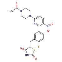 (5Z)-5-({5-[6-(4-acetylpiperazin-1-yl)-3-nitropyridin-2-yl]-2-fluorophenyl}methylidene)-1,3-thiazolidine-2,4-dione
