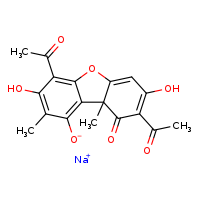 sodium 6,12-diacetyl-5,11-dihydroxy-1,4-dimethyl-13-oxo-8-oxatricyclo[7.4.0.0²,?]trideca-2,4,6,9,11-pentaen-3-olate
