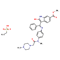 ethanesulfonic acid; methyl 2-hydroxy-3-[(E)-({4-[N-methyl-2-(4-methylpiperazin-1-yl)acetamido]phenyl}imino)(phenyl)methyl]-1H-indole-6-carboxylate