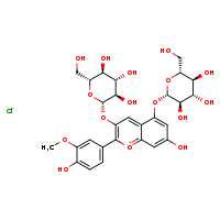 7-hydroxy-2-(4-hydroxy-3-methoxyphenyl)-3,5-bis({[(2S,3R,4S,5S,6R)-3,4,5-trihydroxy-6-(hydroxymethyl)oxan-2-yl]oxy})-1??-chromen-1-ylium chloride