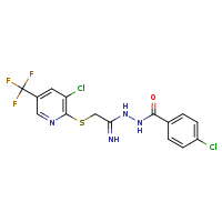 4-chloro-N'-(2-{[3-chloro-5-(trifluoromethyl)pyridin-2-yl]sulfanyl}ethanimidoyl)benzohydrazide