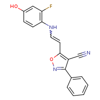 5-{2-[(2-fluoro-4-hydroxyphenyl)amino]ethenyl}-3-phenyl-1,2-oxazole-4-carbonitrile