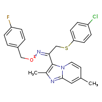 {2-[(4-chlorophenyl)sulfanyl]-1-{2,7-dimethylimidazo[1,2-a]pyridin-3-yl}ethylidene}[(4-fluorophenyl)methoxy]amine